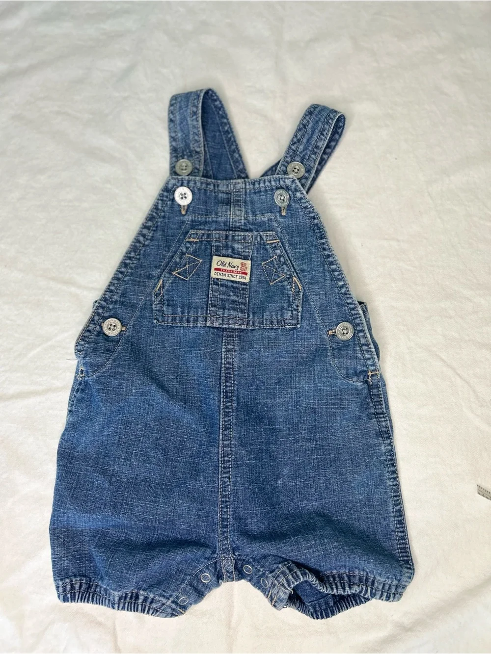Vintage Old Navy Denim Baby Overalls 3-6M Retro Y2K 100% Cotton